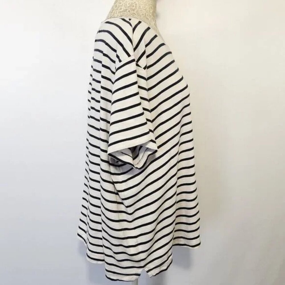 Pact Women's Size XL Black Striped Short Sleeve Organic Cotton Chest Pocket Boxy - Picture 8 of 14